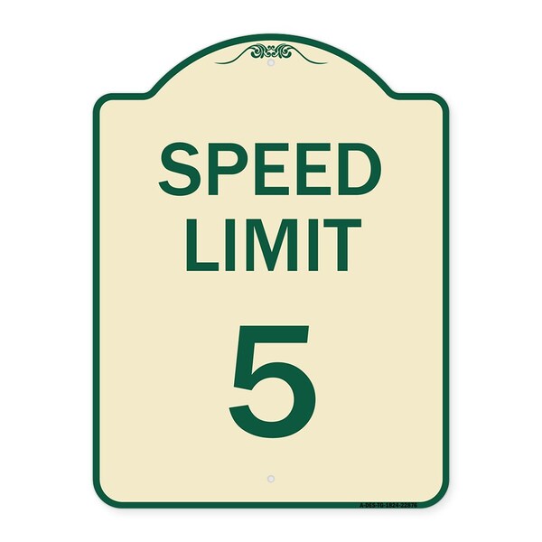 Signmission Speed Regulation Speed Limit 5 Mph Heavy-Gauge Aluminum Architectural Sign, 24" x 18", TG-1824-22876 A-DES-TG-1824-22876 - main